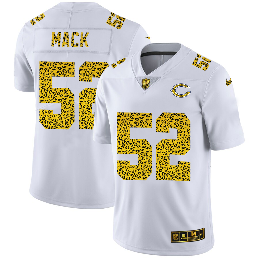 Chicago Bears #52 Khalil Mack Men Nike Flocked Leopard Print Vapor Limited NFL Jersey White